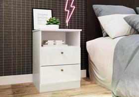 Mesa de Cabeceira Infantil Irlanda com 2 Gavetas - Branco Mesa de Cabeceira Infantil Irlanda com 2 Gavetas - Branco