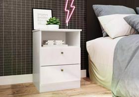 Mesa de Cabeceira Infantil Irlanda com 2 Gavetas - Branco Mesa de Cabeceira Infantil Irlanda com 2 Gavetas - Branco
