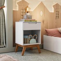 Mesa de Cabeceira Infantil Retrô 1 Gaveta Sonhare Branco Mesa de Cabeceira Infantil Retrô 1 Gaveta Sonhare Branco