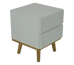 Mesa de Cabeceira Isaac Linha Clean Bolzan c/ 2 Gavetas MDF e Pés Palito em Madeira