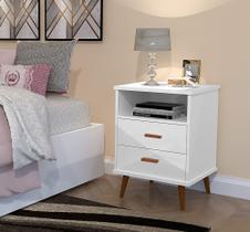 Mesa de Cabeceira Itália com 2 gavetas pés em formato retrô - Várias Cores Mesa de Cabeceira Itália com 2 gavetas pés em formato retrô - Várias Cores