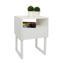 Mesa de Cabeceira Lateral Nicho com Gaveteiro Square Branco Laca
