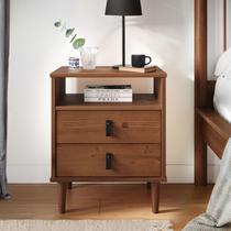 Mesa de Cabeceira Lateral Quarto Minimalista Madeira Mikka Castanho