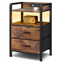Mesa de cabeceira Lazzanto com estação de carregamento e luz LED Mesa de cabeceira Lazzanto com estação de carregamento e luz LED