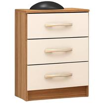 Mesa de Cabeceira Leme com 3 Gavetas Primicias Cor Cinamomo Off White Mesa de Cabeceira Leme com 3 Gavetas Primicias Cor Cinamomo Off White