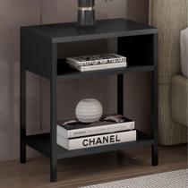 Mesa de Cabeceira Lia L06 Industrial com Nicho Aço Preto D'Rossi