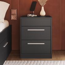 Mesa de Cabeceira Lock 2 Gavetas Grafite - Art In Móveis