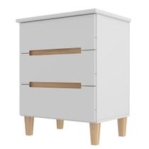 Mesa de Cabeceira Logan 3 Gavetas cor Branco e Olmo 63 cm - 73099