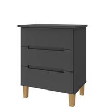 Mesa de Cabeceira Logan 3 Gavetas cor Preta 63 cm - 73101
