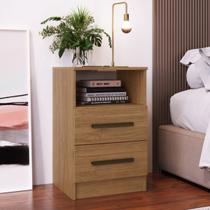 Mesa De Cabeceira Londres Lateral Canela 2 Gavetas 1 Nicho