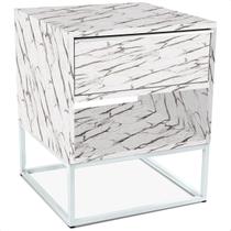 Mesa de Cabeceira Lonova Quarto Design Industrial Aço e MDF com Gaveta Branca Vulcano