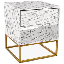 Mesa de Cabeceira Lonova Quarto Design Industrial Aço e MDF com Gaveta Dourado Vulcano