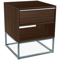 Mesa de Cabeceira Lonova Quarto Design Industrial Aço e MDF com Gaveta Prata Villandry
