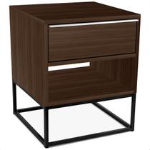 Mesa de Cabeceira Lonova Quarto Design Industrial Aço e MDF com Gaveta Preta Villandry