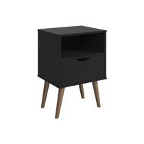 Mesa De Cabeceira Lorena Pés Em Madeira Maciça Cor Preto - PRADO MOVEIS Mesa De Cabeceira Lorena Pés Em Madeira Maciça Cor Preto - PRADO MOVEIS