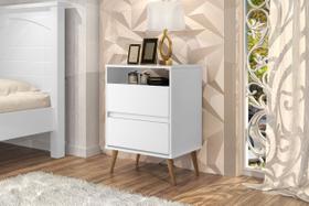 Mesa de Cabeceira Lotus 2 gavetas Branco - Comprar Moveis em Casa