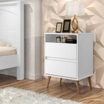 Mesa De Cabeceira Lotus 2 Gavetas Em Mdf Branco