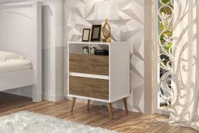 Mesa De Cabeceira Lotus Estilo Retrô Com Duas Gavetas Nicho E Pés Palitos J&A MÓVEIS Mesa De Cabeceira Lotus Estilo Retrô Com Duas Gavetas Nicho E Pés Palitos J&A MÓVEIS