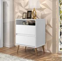 Mesa de cabeceira Lotus Pés Palitos 2 gavetas Branco Mesa de cabeceira Lotus Pés Palitos 2 gavetas Branco