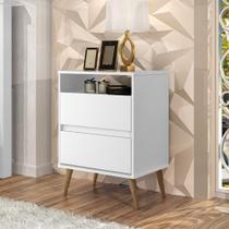 Mesa De Cabeceira Lótus Retrô 1 Nicho 2 Gavetas Pés Palito JA Branco Mesa De Cabeceira Lótus Retrô 1 Nicho 2 Gavetas Pés Palito JA Branco