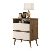 Mesa De Cabeceira Lótus Retrô 1 Nicho 2 Gavetas Pés Palito JA Jequitibá / Off White Mesa De Cabeceira Lótus Retrô 1 Nicho 2 Gavetas Pés Palito JA Jequitibá / Off White