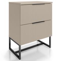 Mesa de Cabeceira Lumia Ripada Com 2 Gavetas Estilo Industrial Base De Aço - LH Móveis