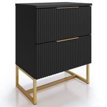 Mesa de Cabeceira Lumia Ripada Com 2 Gavetas Estilo Industrial Base De Aço - LH Móveis