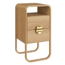 Mesa de Cabeceira Luna 2 Gavetas 30 cm Pes Metalicos Artesano