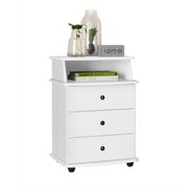 Mesa De Cabeceira Luxo Branco 3 Gavetas Criado Quarto Decoração