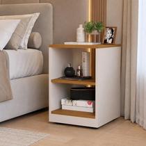 Mesa de Cabeceira Luxo com Rodinhas Prateleiras Felipe Cores - Comprar Móveis em Casa Cor:Off com nature Mesa de Cabeceira Luxo com Rodinhas Prateleiras Felipe Cores - Comprar Móveis em Casa Cor:Off com nature
