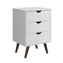 Mesa de Cabeceira Luxo New 3 Gavetas Cor Branco - PPRADO MOVEIS