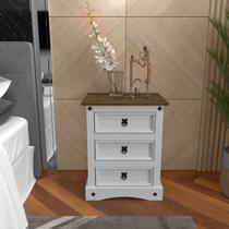 Mesa de Cabeceira Madeira Maciça 03 Gavetas