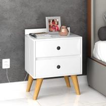 Mesa de Cabeceira Madero Retrô - Branco - GAIO DECOR Mesa de Cabeceira Madero Retrô - Branco - GAIO DECOR