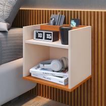 Mesa de Cabeceira Madri Suspensa para quarto - Off White com Cinamomo