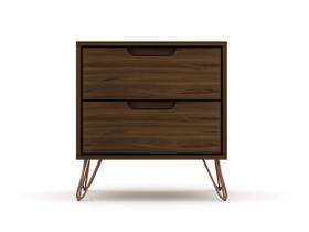 Mesa de Cabeceira Manhattan Comfort Rockefeller Estilo Mid Century Marrom Mesa de Cabeceira Manhattan Comfort Rockefeller Estilo Mid Century Marrom