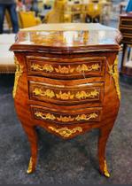 Mesa de Cabeceira Marchetaria FLorais 3 gav. Bronze Formosa