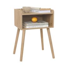 Mesa de cabeceira MaxSmeo Mid Century Modern com armazenamento em nogueira rústica