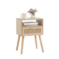 Mesa de cabeceira MaxSmeo Modern Rattan, mesa lateral com armazenamento
