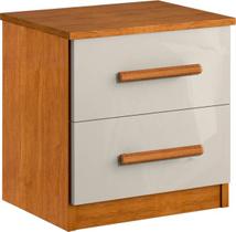 Mesa de Cabeceira MDF 2 gavetas puxadores madeira - Zeus-Nature/Off - Bianchi Móveis Mesa de Cabeceira MDF 2 gavetas puxadores madeira - Zeus-Nature/Off - Bianchi Móveis