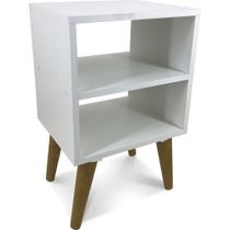 Mesa De Cabeceira Mdf Nicho Pé Palito Branco Retrô Mesa De Cabeceira Mdf Nicho Pé Palito Branco Retrô