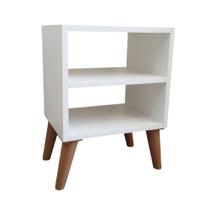 Mesa de Cabeceira MDF Pés Retro 45cm para Quarto Casal ou Solteiro Nicho Decoração Acabamento Fosco