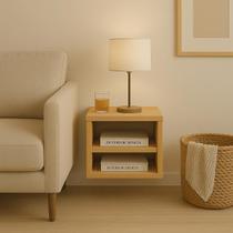 Mesa de Cabeceira Mesinha 60cm Suspensa Madeira Retrô Criado Quarto Nicho