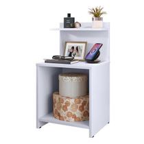 Mesa de Cabeceira Mesinha de Canto Quarto com Nicho e Prateleira Decorativa Criado Para Quarto Casal Solteiro Fantasy Branco