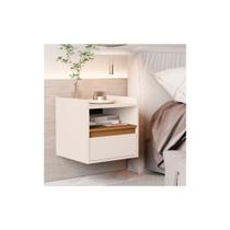 Mesa de Cabeceira Minerva Suspensa 1 porta basculante - Off White com Nature