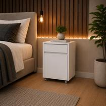 Mesa de Cabeceira Mini Armário para Quarto Sala Com Gaveta e Porta MDF Branco Mesa de Cabeceira Mini Armário para Quarto Sala Com Gaveta e Porta MDF Branco
