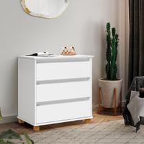 Mesa de Cabeceira Mini Cômoda 3 Gavetas Luxo EJ Móveis Branco