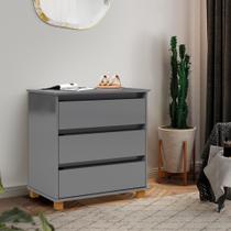 Mesa de Cabeceira Mini Cômoda 3 Gavetas Luxo EJ Móveis Cinza