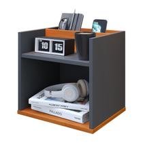 Mesa de Cabeceira Mini Cômoda Mesinha Lateral Cama Quarto Nicho Decoração Madri Cinza/Cinamomo