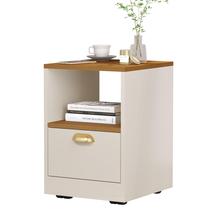 Mesa de Cabeceira Mini Cômoda Mesinha Lateral Cama Quarto Nicho Decoração Set Offwhite/Nature