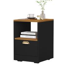 Mesa de Cabeceira Mini Cômoda Mesinha Lateral Cama Quarto Nicho Decoração Set Preto/Nature Mesa de Cabeceira Mini Cômoda Mesinha Lateral Cama Quarto Nicho Decoração Set Preto/Nature